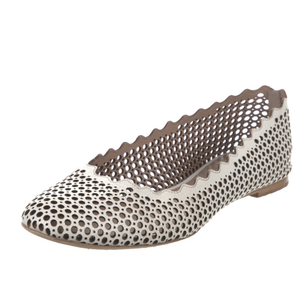 Chloé Laser Cut White Ballet Flats